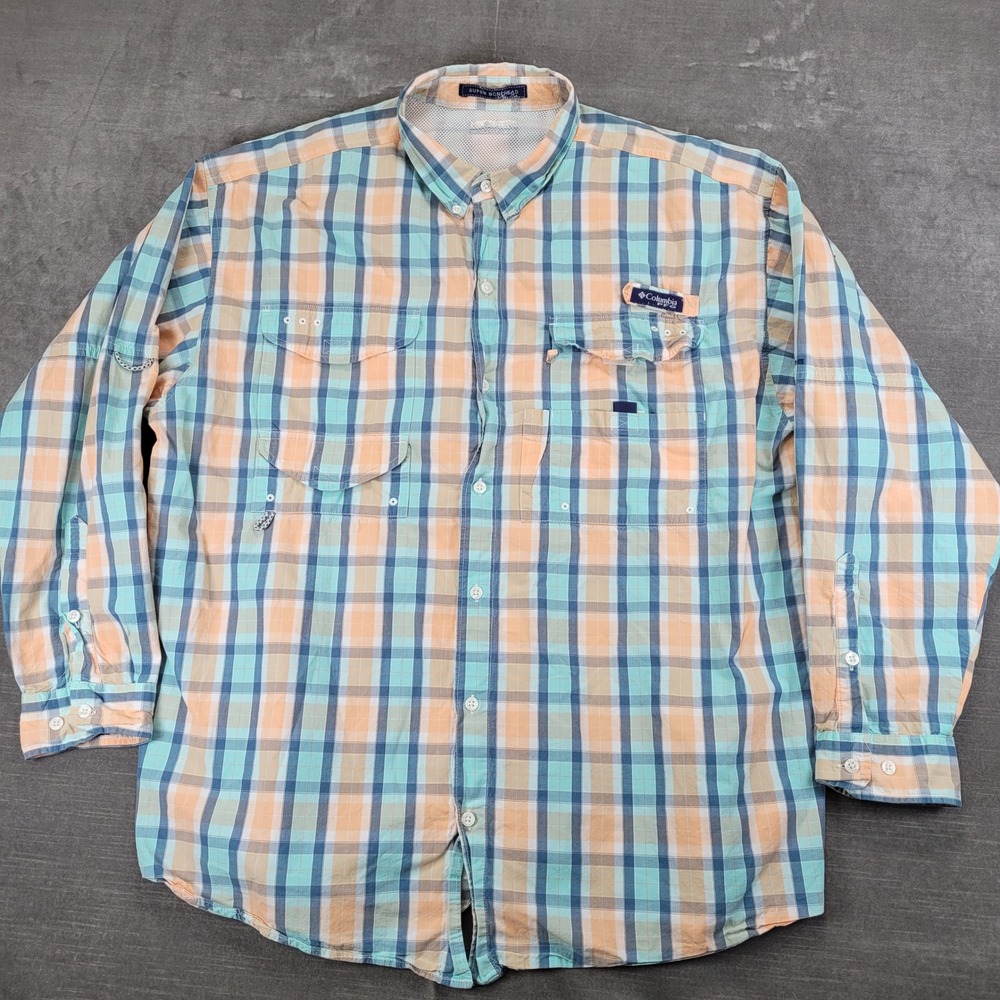 Columbia Men's Super Bonehead Plaid Long Sleeve Fishing Shirt Size 2XL‎